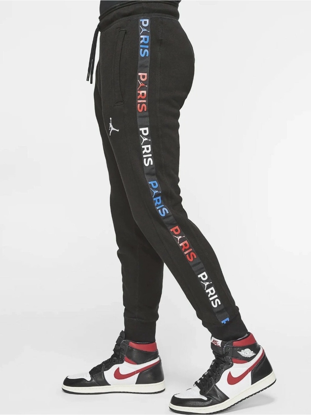 Jordan Black Joggers with Blue & Red Paris Side Tape